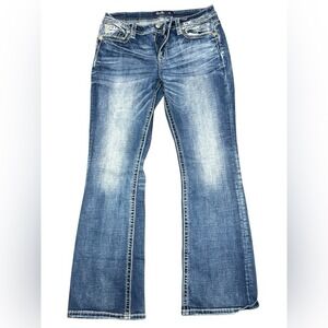 Miss Me Women's Mid Rise Boot Cut Blue Jeans Size 31